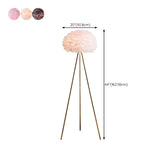 Fluffy Feather Shade Modern Tripod Metal Floor Lamp Image - 14