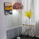 Fluffy Feather Shade Modern Tripod Metal Floor Lamp Image - 7