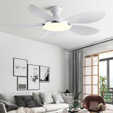 Flush 5 Wood Blade Flower Shape Ceiling Fan with Light Image - 15