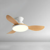 Flush 5 Wood Blade Flower Shape Ceiling Fan with Light Image - 2