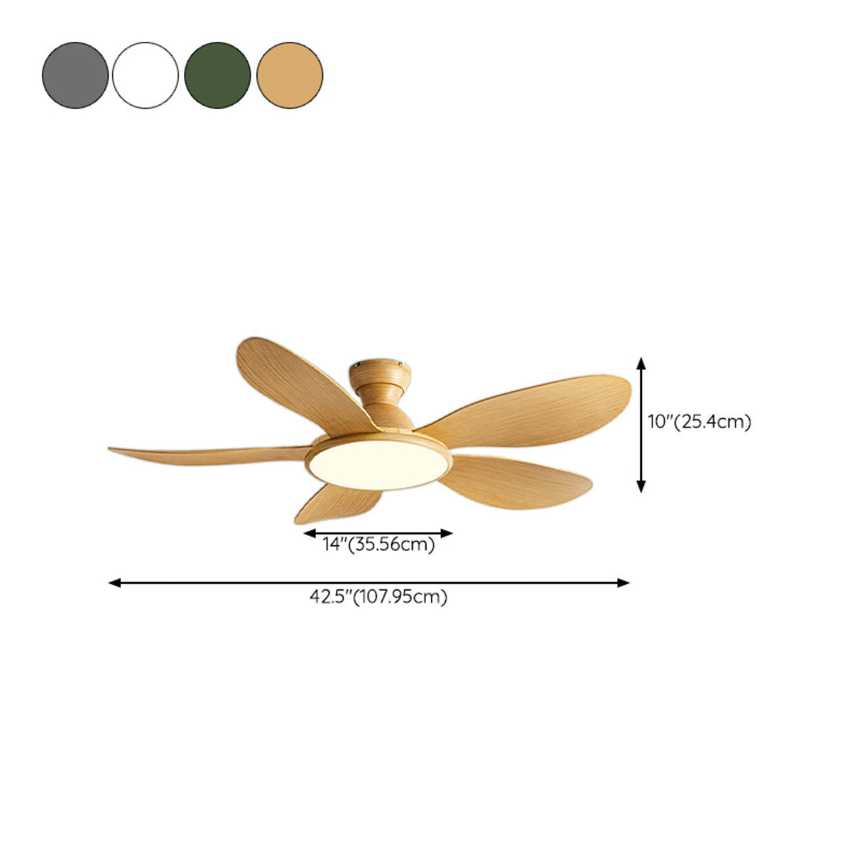 Flush 5 Wood Blade Flower Shape Ceiling Fan with Light Image - 20