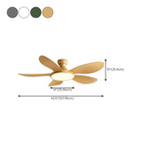 Flush 5 Wood Blade Flower Shape Ceiling Fan with Light Image - 20