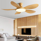 Flush 5 Wood Blade Flower Shape Ceiling Fan with Light Image - 3