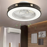 Flush Bladeless Modern Round Ceiling Fan with Light Image - 10