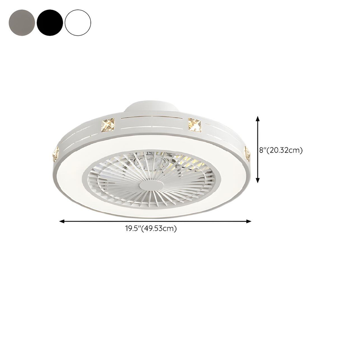 Flush Bladeless Modern Round Ceiling Fan with Light 