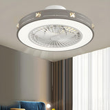 Flush Bladeless Modern Round Ceiling Fan with Light Image - 3