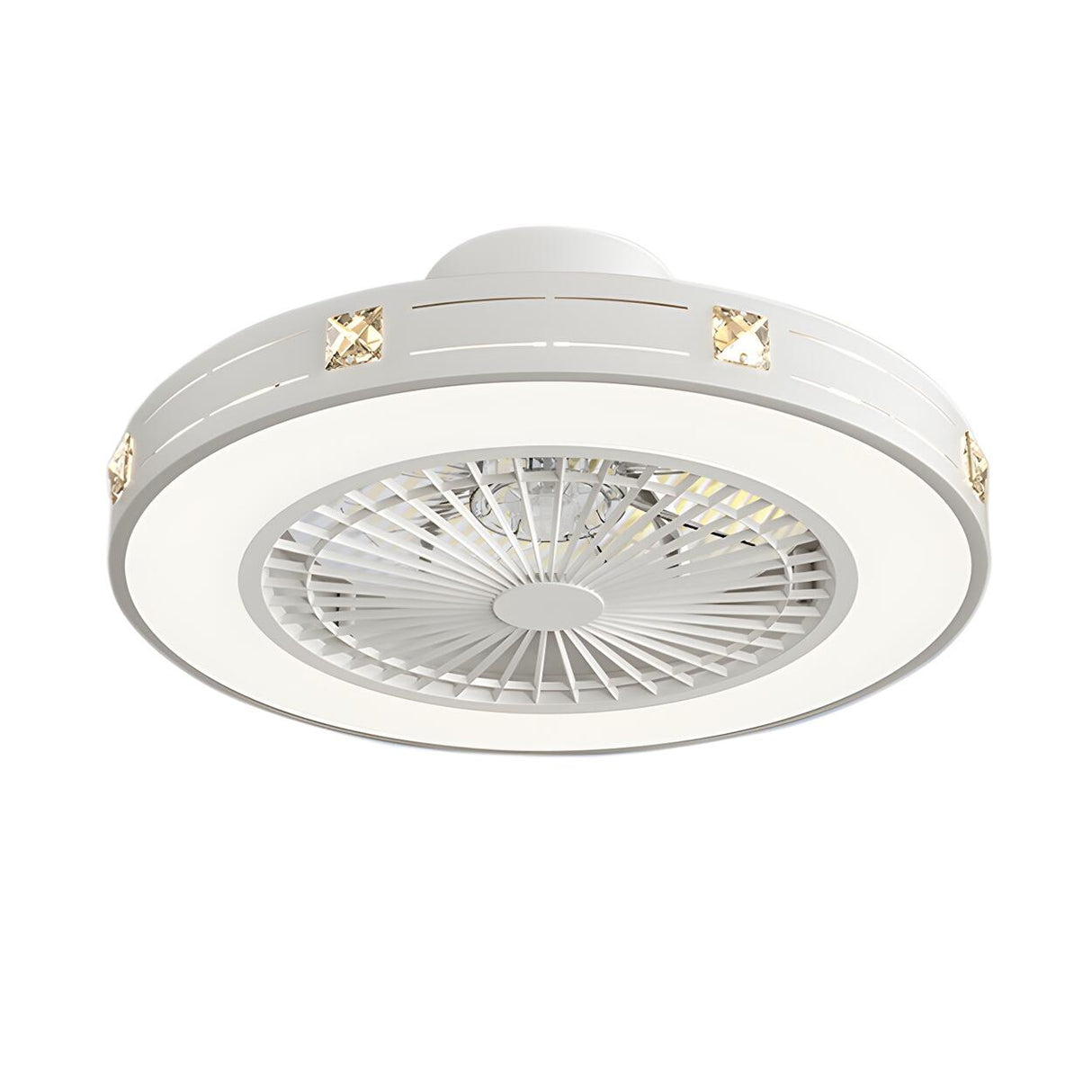 Flush Bladeless Modern Round Ceiling Fan with Light Image - 5