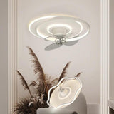 Flush Circle Clear Blade Ceiling Fan with LED Light Image - 1