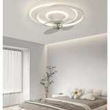 Flush Circle Clear Blade Ceiling Fan with LED Light Image - 10