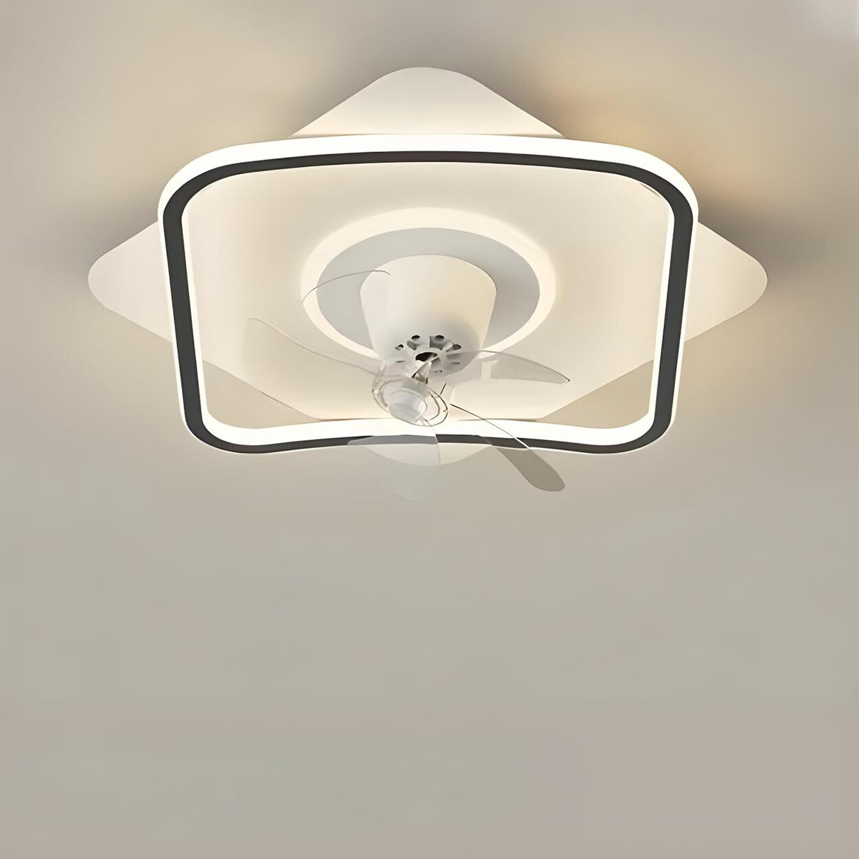 Flush Circle Clear Blade Ceiling Fan with LED Light Image - 11