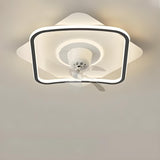 Flush Circle Clear Blade Ceiling Fan with LED Light Image - 11