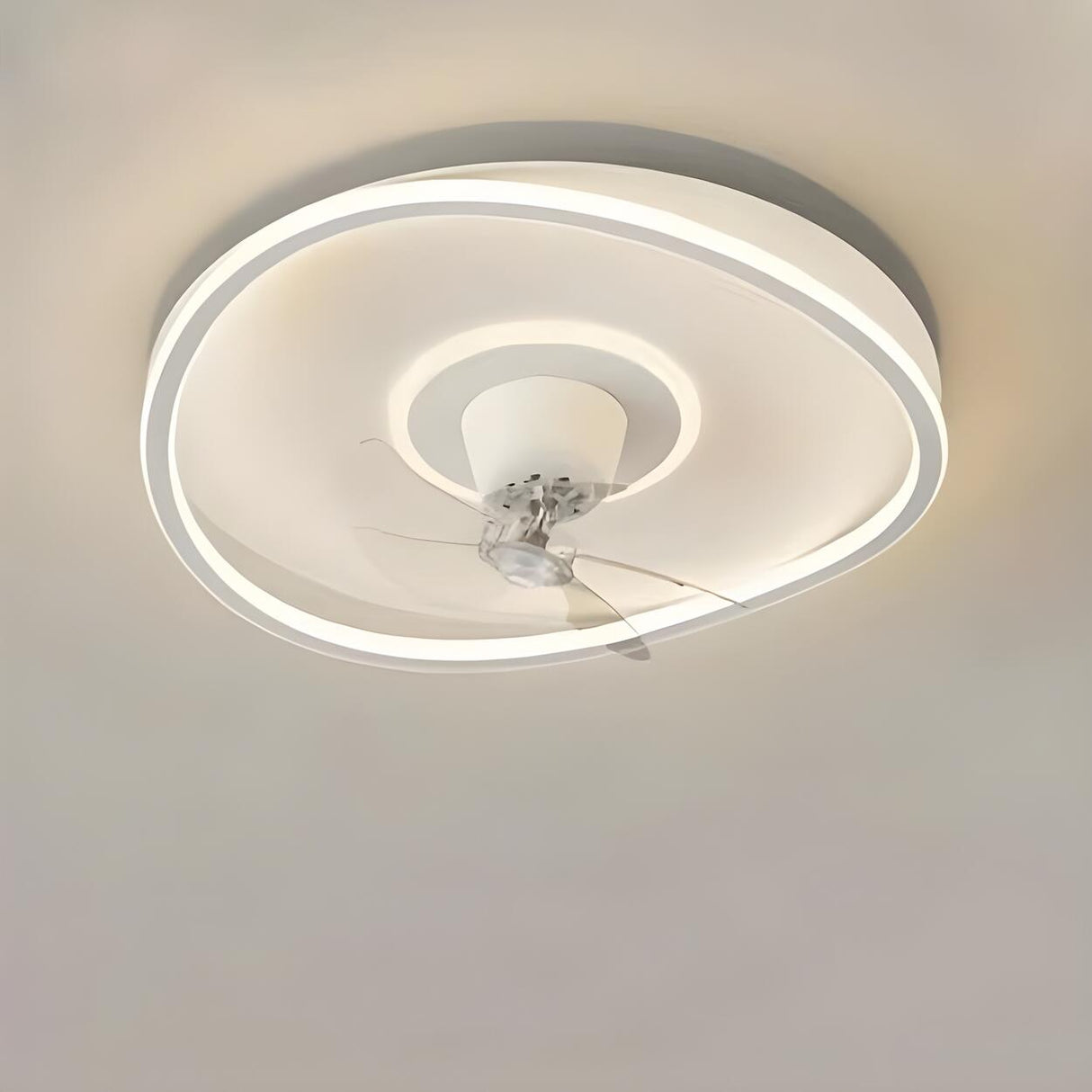 Flush Circle Clear Blade Ceiling Fan with LED Light Image - 14