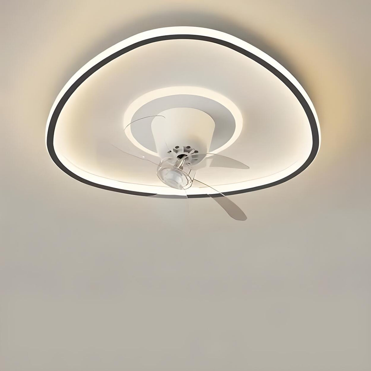 Flush Circle Clear Blade Ceiling Fan with LED Light Image - 17