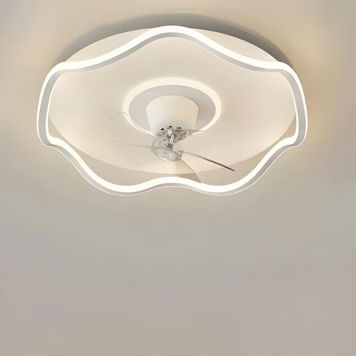 Flush Circle Clear Blade Ceiling Fan with LED Light Image - 18