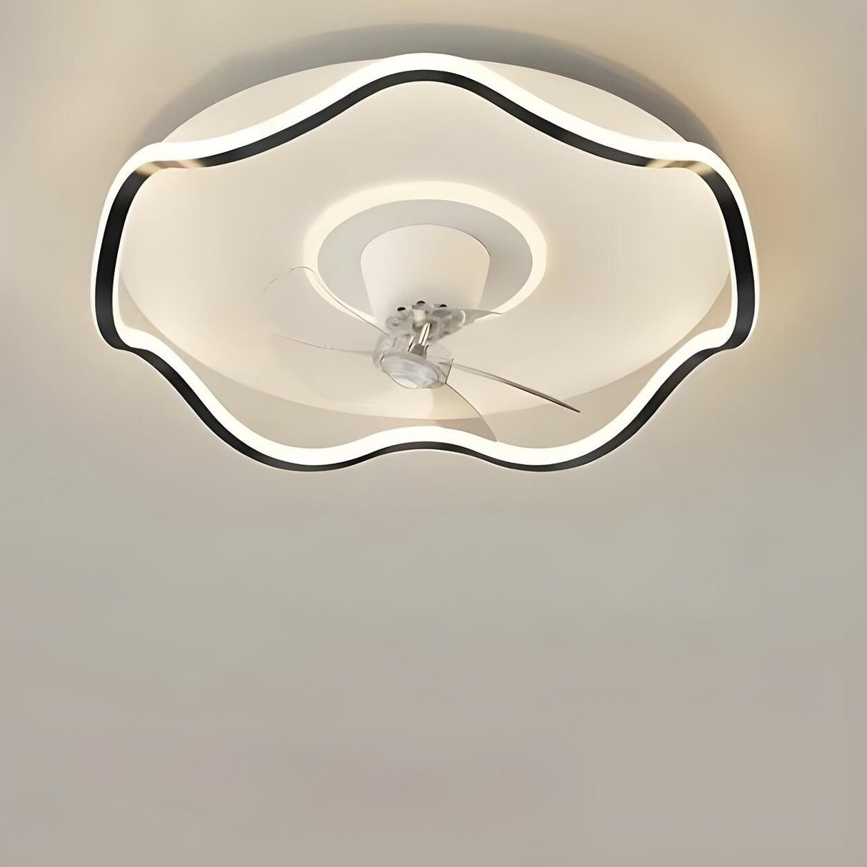 Flush Circle Clear Blade Ceiling Fan with LED Light Image - 19