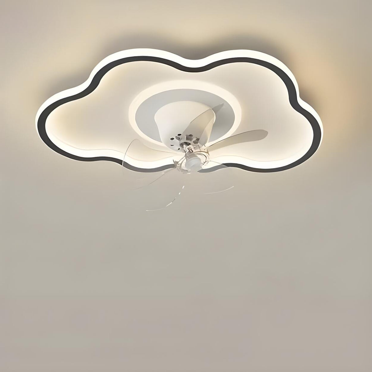 Flush Circle Clear Blade Ceiling Fan with LED Light Image - 21