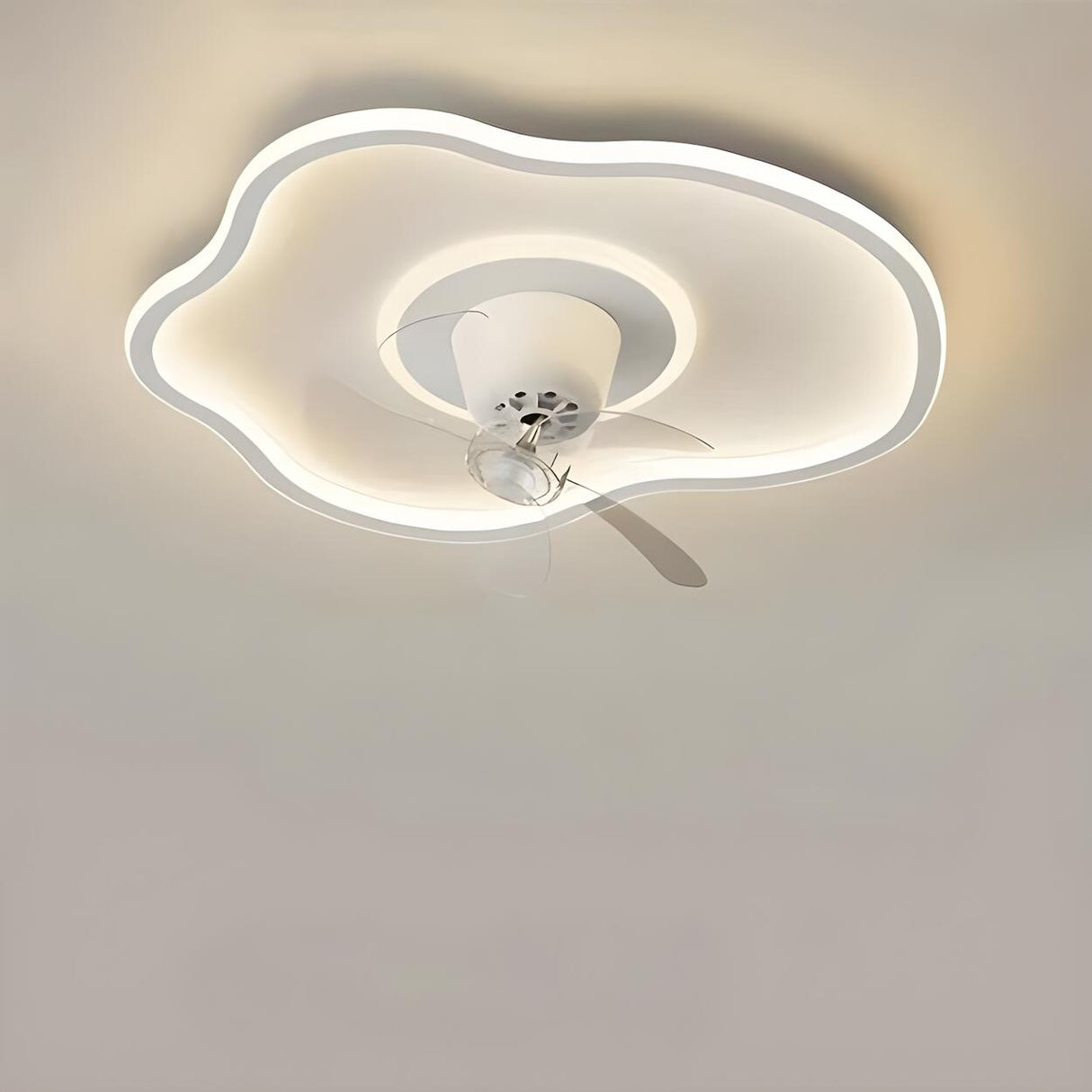 Flush Circle Clear Blade Ceiling Fan with LED Light Image - 22