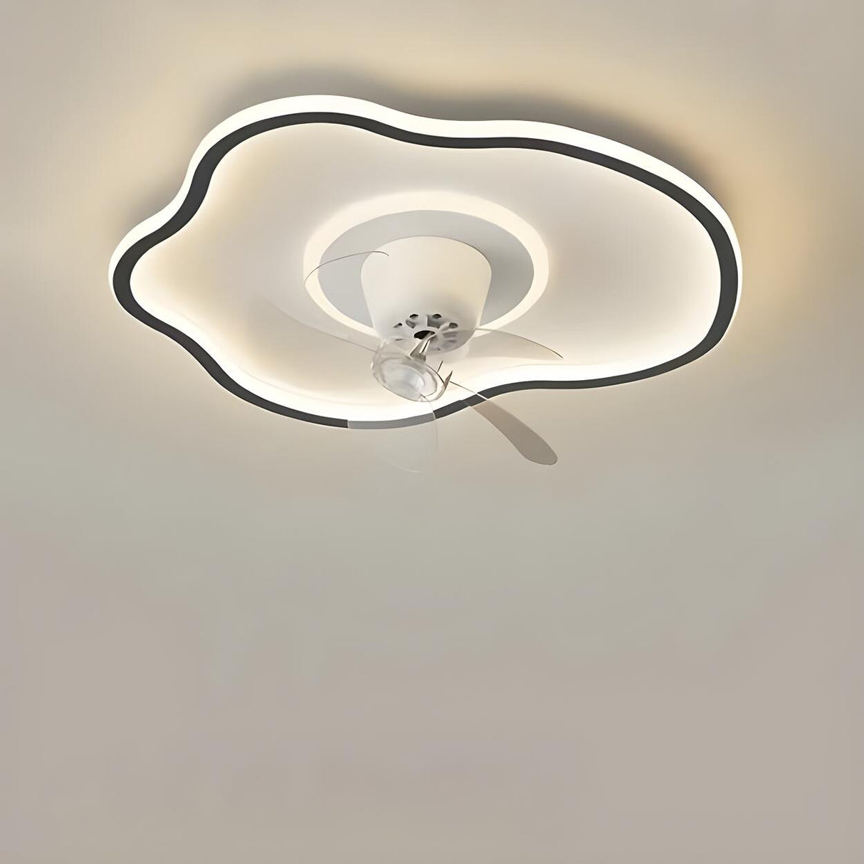 Flush Circle Clear Blade Ceiling Fan with LED Light Image - 23