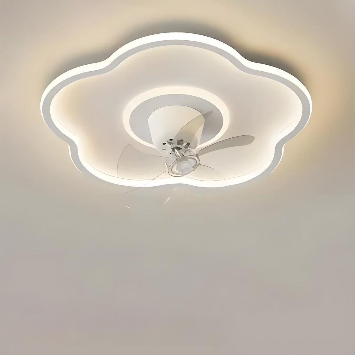 Flush Circle Clear Blade Ceiling Fan with LED Light Image - 24