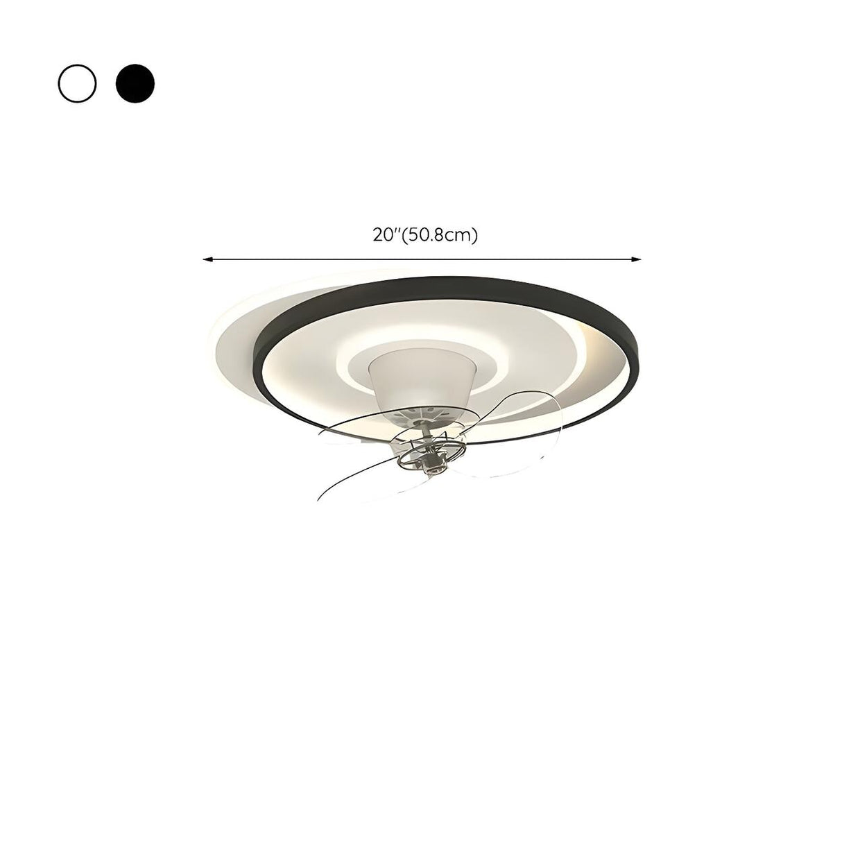 Flush Circle Clear Blade Ceiling Fan with LED Light 