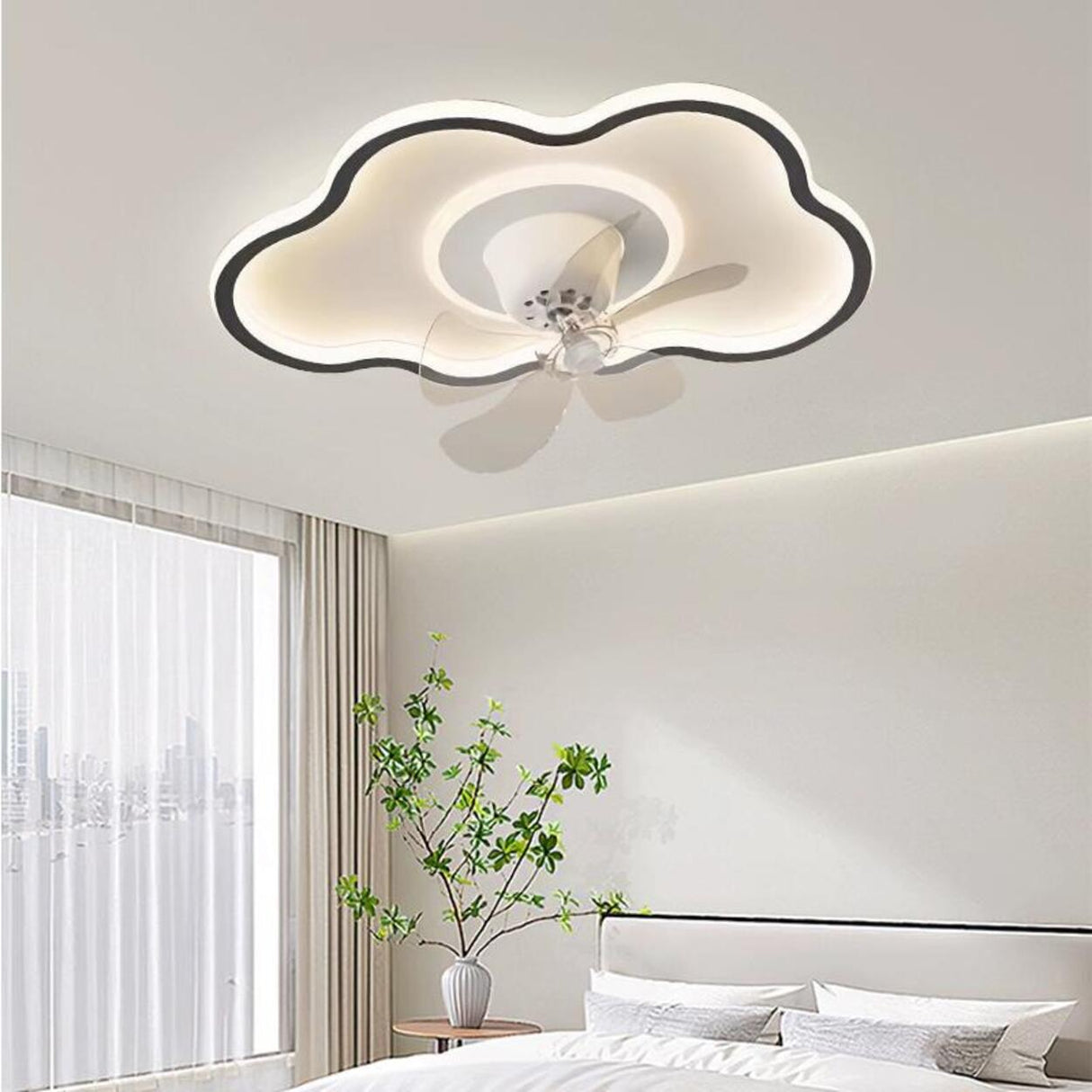 Flush Circle Clear Blade Ceiling Fan with LED Light Image - 4