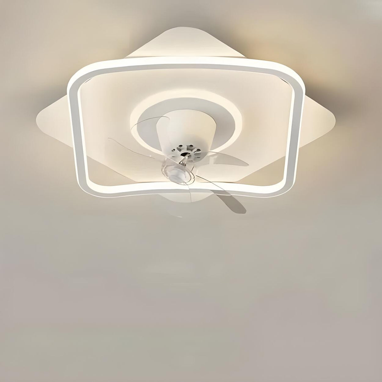 Flush Circle Clear Blade Ceiling Fan with LED Light Image - 9