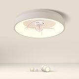 Flush Dimming White Ring LED Ceiling Fan with Light Image - 1