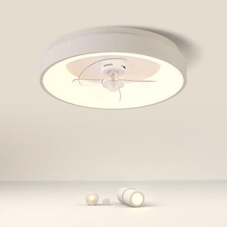 Flush Dimming White Ring LED Ceiling Fan with Light Image - 1