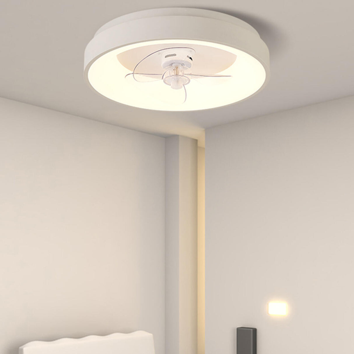 Flush Dimming White Ring LED Ceiling Fan with Light Image - 3