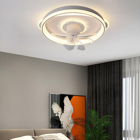 Flush Elegant Circle 7-Blade Ceiling Fan with Light Image - 1