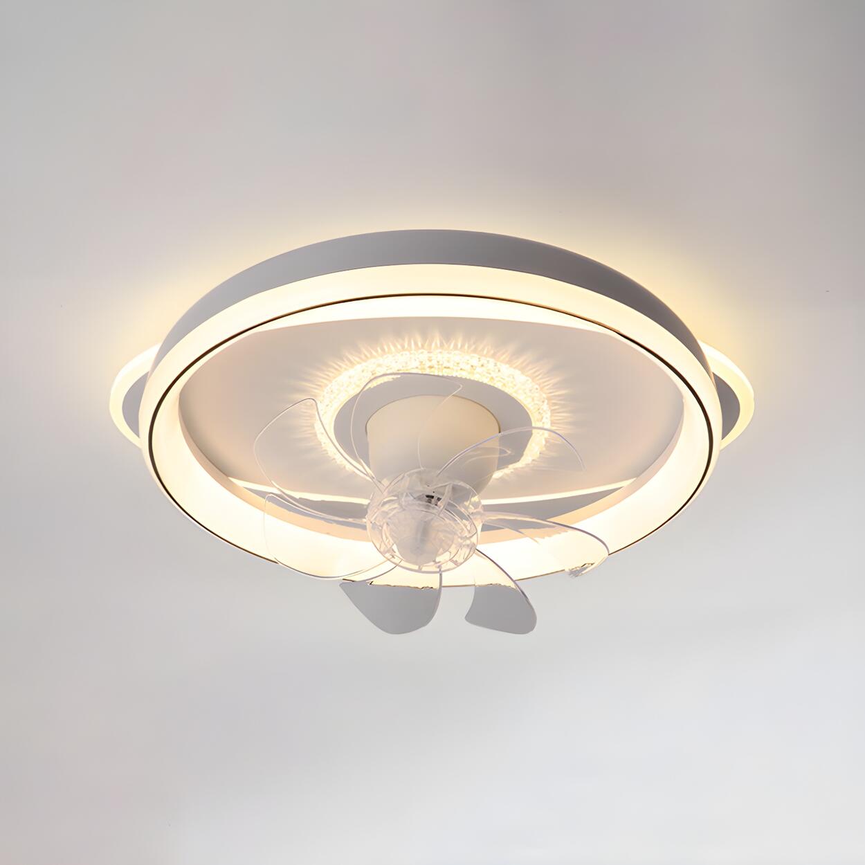 Flush Elegant Circle 7-Blade Ceiling Fan with Light Image - 2