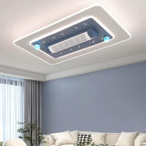 Flush Geometric Square Bladeless Ceiling Fan with Light Image - 4