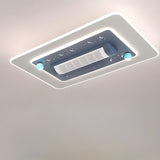 Flush Geometric Square Bladeless Ceiling Fan with Light Image - 5