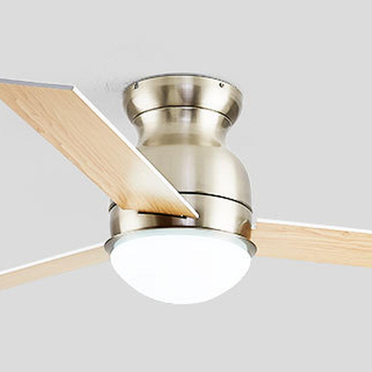 Flush Mount 3 Blade LED Wood Ceiling Fan with Light Image - 12