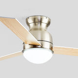 Flush Mount 3 Blade LED Wood Ceiling Fan with Light Image - 12