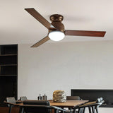 Flush Mount 3 Blade LED Wood Ceiling Fan with Light Image - 2