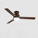 Flush Mount 3 Blade LED Wood Ceiling Fan with Light Image - 8