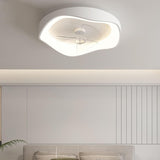 Flush Mount Bedroom Round Remote Ceiling Fan Light Image - 1