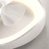 Flush Mount Bedroom Round Remote Ceiling Fan Light Image - 13