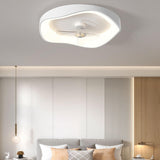 Flush Mount Bedroom Round Remote Ceiling Fan Light Image - 17