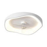 Flush Mount Bedroom Round Remote Ceiling Fan Light Image - 5