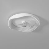 Flush Mount Bedroom Round Remote Ceiling Fan Light Image - 6