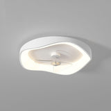 Flush Mount Bedroom Round Remote Ceiling Fan Light Image - 7