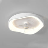 Flush Mount Bedroom Round Remote Ceiling Fan Light Image - 8