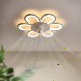 Flush Mount Creative Flower Ceiling Fan With LED Light Image - 1