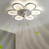 Flush Mount Creative Flower Ceiling Fan With LED Light Image - 14