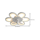 Flush Mount Creative Flower Ceiling Fan With LED Light #size