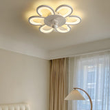 Flush Mount Creative Flower Ceiling Fan With LED Light Image - 4