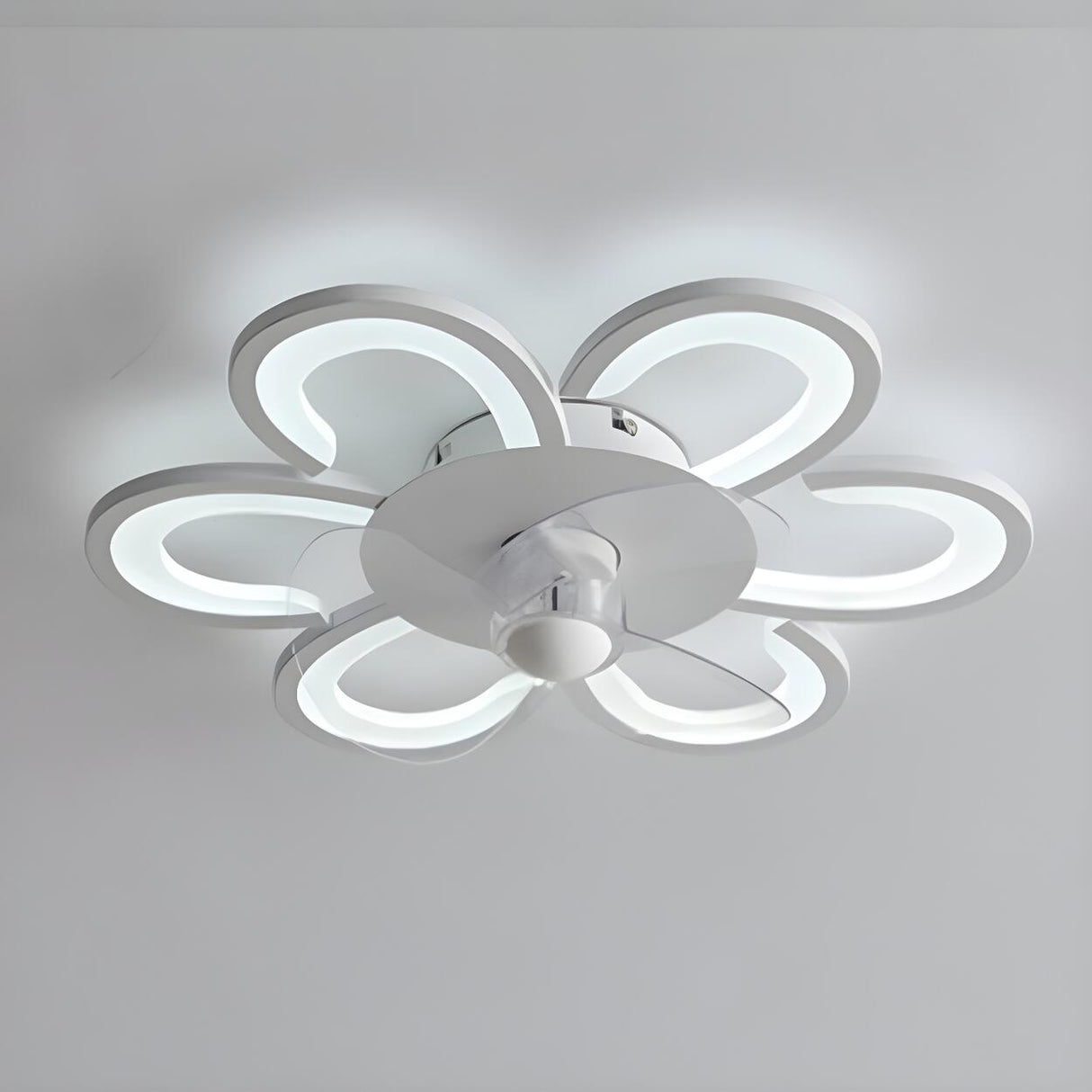 Flush Mount Creative Flower Ceiling Fan With LED Light Image - 6