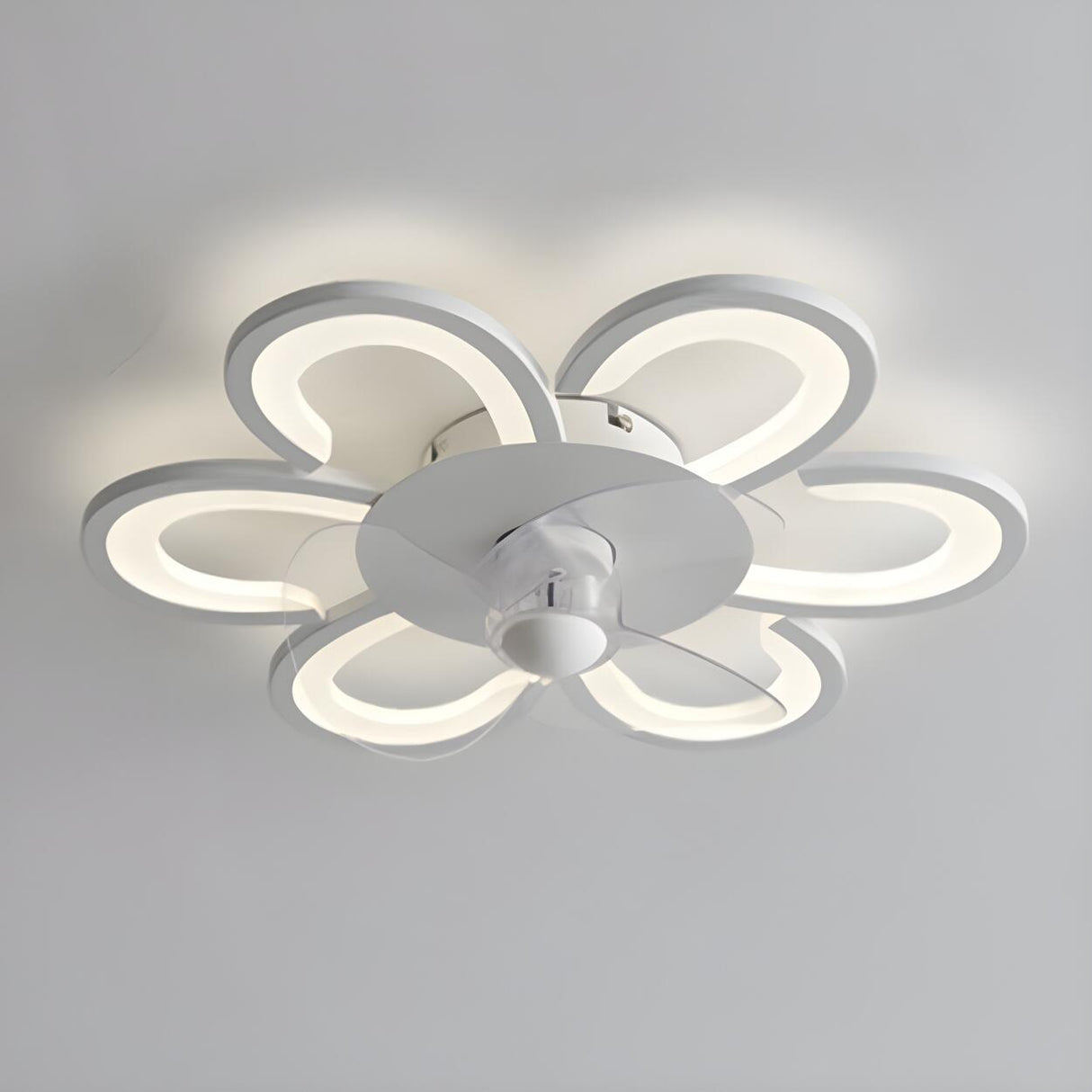 Flush Mount Creative Flower Ceiling Fan With LED Light Image - 7